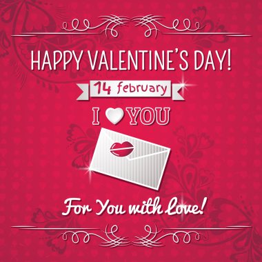 kırmızı arka plan Sevgililer Metin ile kalp ve dilek, vektör