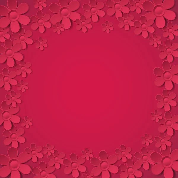 Fond de Saint-Valentin rouge avec de nombreuses fleurs, vecteur — Image vectorielle