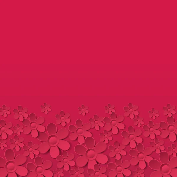 Fondo rojo de San Valentín con muchas flores, vector — Vector de stock