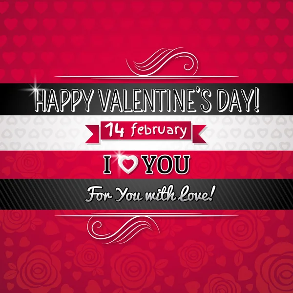 Fond de couleur rouge avec coeur de Saint-Valentin et souhaite texte — Image vectorielle