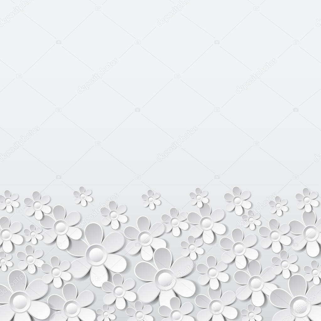 white valentine background with many flowers, vector