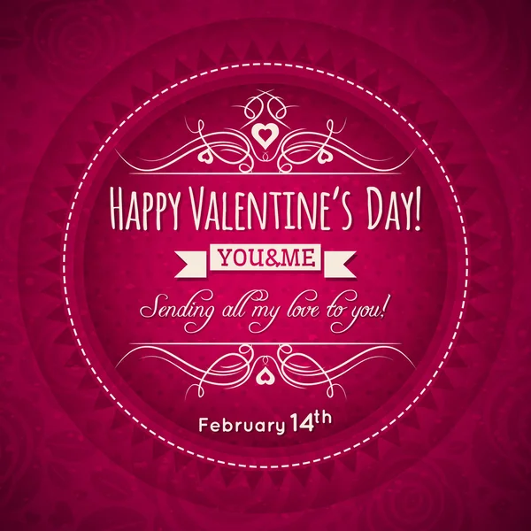 Rode Valentijnsdag wenskaart met hart en bloem — Stockvector