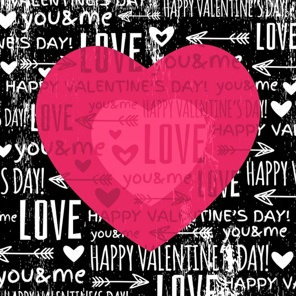 Black background with red valentine heart and wishes text — Stock Vector