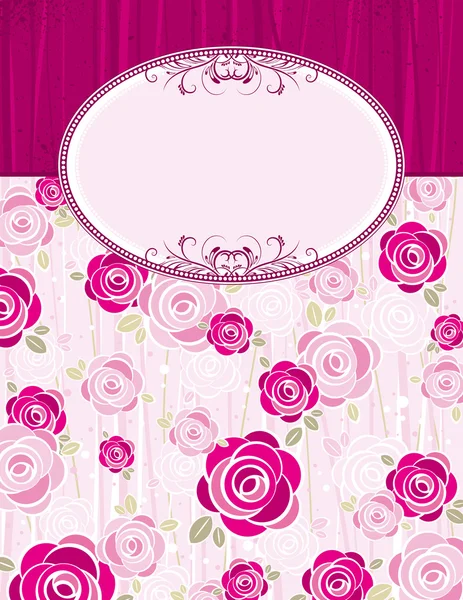 Rosa fondo de San Valentín con rosas, vector — Archivo Imágenes Vectoriales