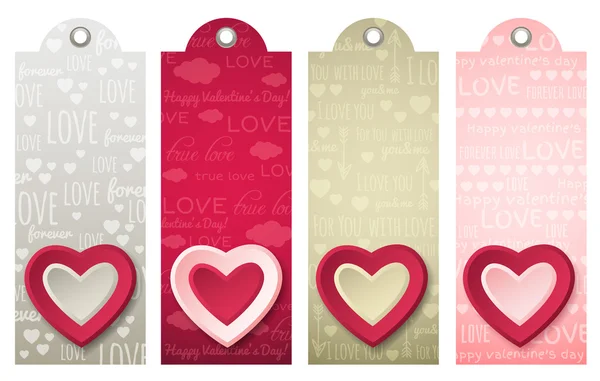 Valentines labels with decorative hearts, vector — Wektor stockowy