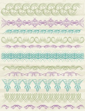 çiçek dekoratif kenarlıklar, süs kuralları, bölücüler, vektör