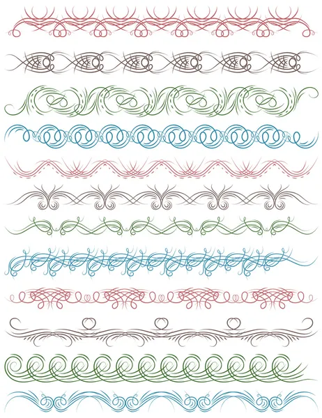 Bordes decorativos florales, reglas ornamentales, divisores, vector — Archivo Imágenes Vectoriales