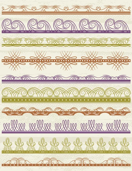 Floral decorative borders, ornamental rules, dividers — Stock Vector