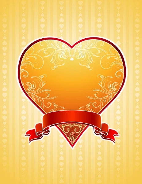 Corazón dorado, vector — Vector de stock