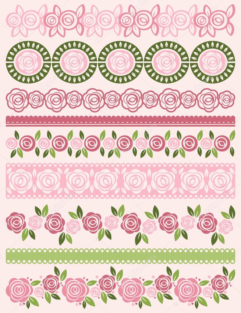 Set of Lace Paper with roses, vector