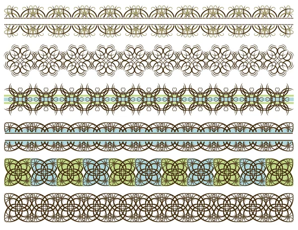 Seis líneas decorativas y siete elementos decorativos — Archivo Imágenes Vectoriales