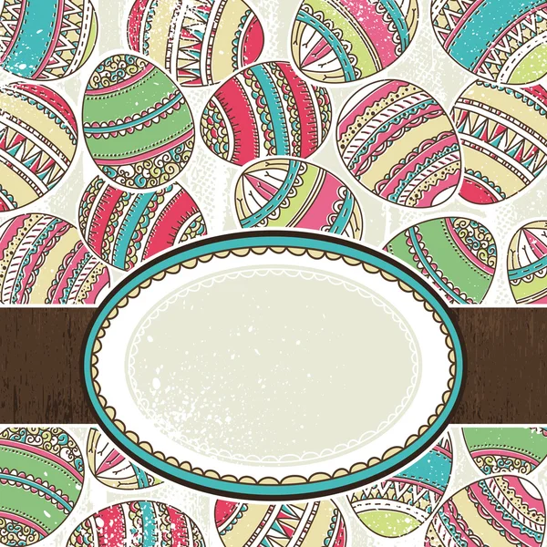 Una etiqueta sobre el fondo de los huevos de Pascua de color — Vector de stock