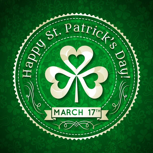 Karte für St. Patrick 's Day mit Text und Shamrock, Vektor — Stockvektor