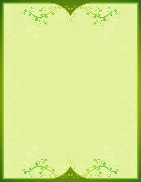 Fondo verde con adorable trébol, ilustración vectorial — Vector de stock