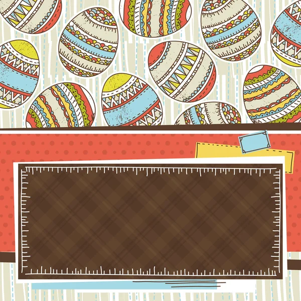 Etiqueta con fondo de huevos de Pascua, vector — Vector de stock