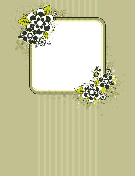 Quadratischer Rahmen mit Blumen auf gestreiftem Hintergrund — Stockvektor