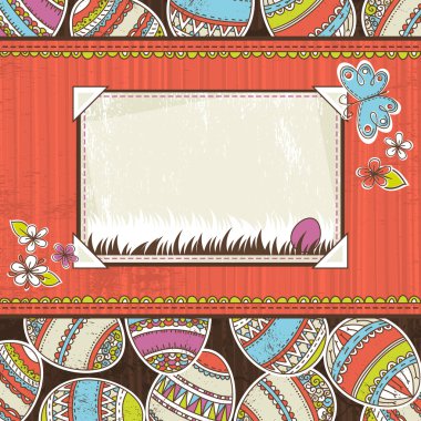 Paskalya yumurtaları ve etiket metin için arka plan