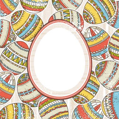 Paskalya yumurtaları ve etiket metin için arka plan, vektör