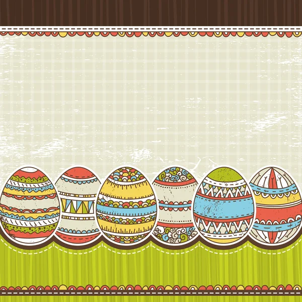 Шесть пасхальных яиц на цветном фоне, вектор — стоковый вектор