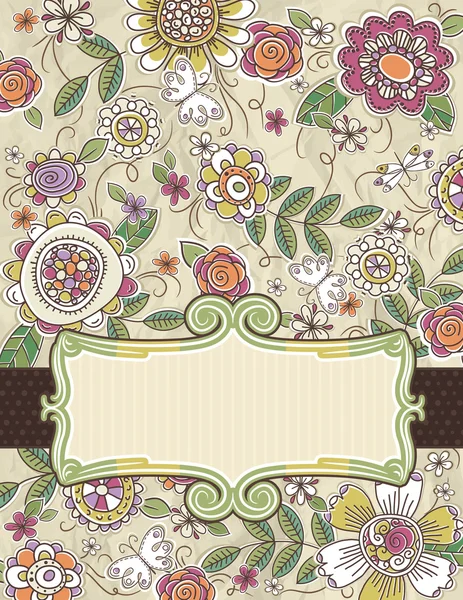 Achtergrond van hand tekenen bloemen, vector — Stockvector