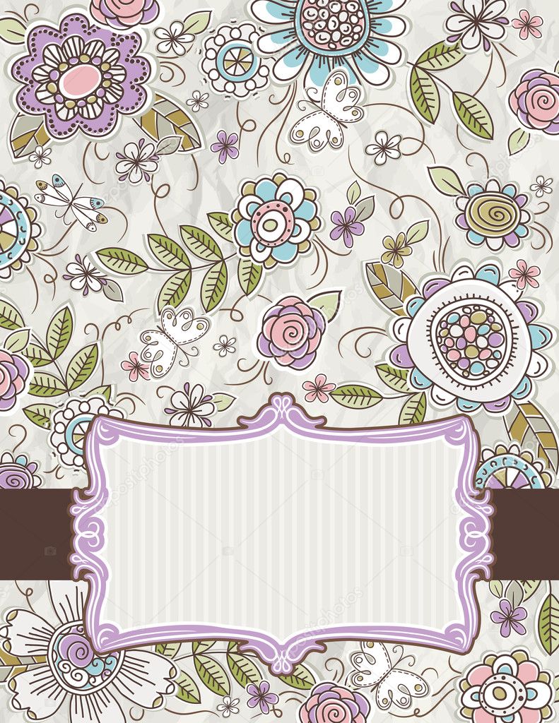 Background of hand draw  flowers, vector