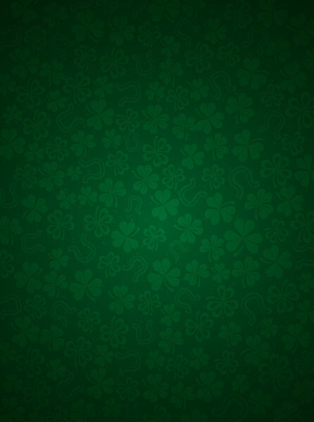 зеленый фон с трилистниками, векторная иллюстрация
