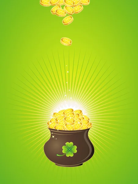 Pot with golden coins for St. Patrick's Day — Stock Vector