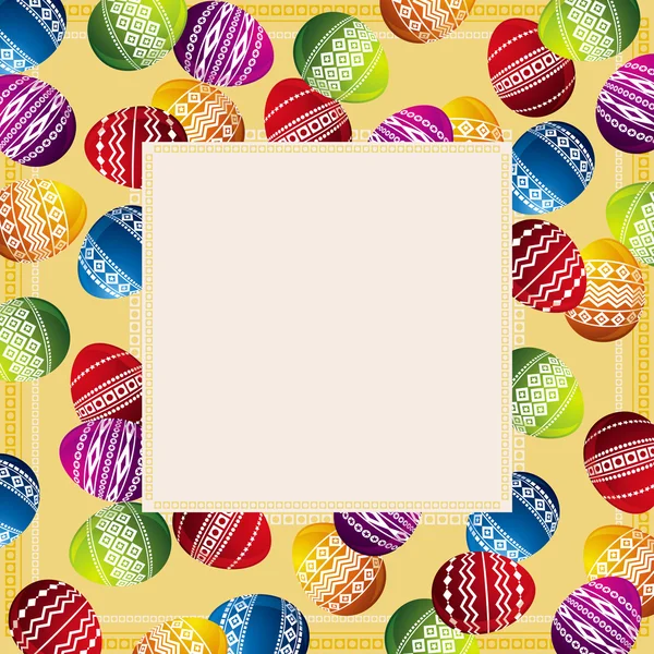 Fondo con marco de huevos de Pascua — Vector de stock