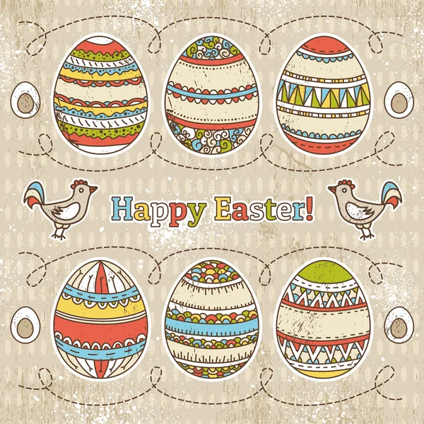Easter eggs on grunge  background, vector — Stock Vector