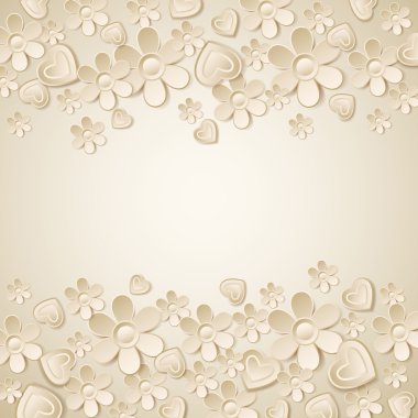 bej Sevgiliye arka plan birçok çiçek ile vektör