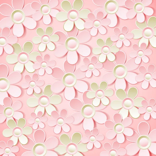 Fondo rosa con muchas flores, vector — Archivo Imágenes Vectoriales