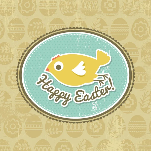 Background with easter eggs and one chick, vector — Stock Vector