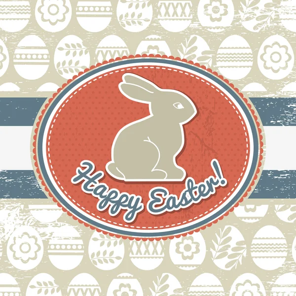 Гранж фон с пасхальными яйцами и кроликом — стоковый вектор