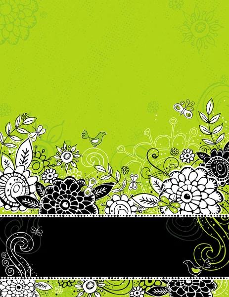 Dibuja flores a mano sobre fondo verde — Vector de stock