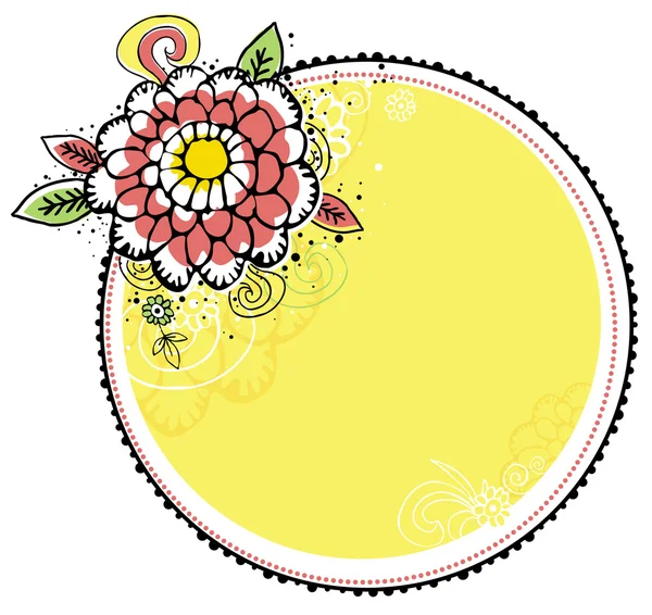 Hand draw flowers combine with circle frame — Stock Vector