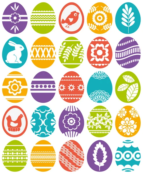 Conjunto de huevos de Pascua de color, vector — Vector de stock