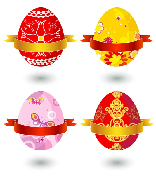 Beyaz arka plan üzerinde dört Paskalya yortusu yumurta — Stok Vektör