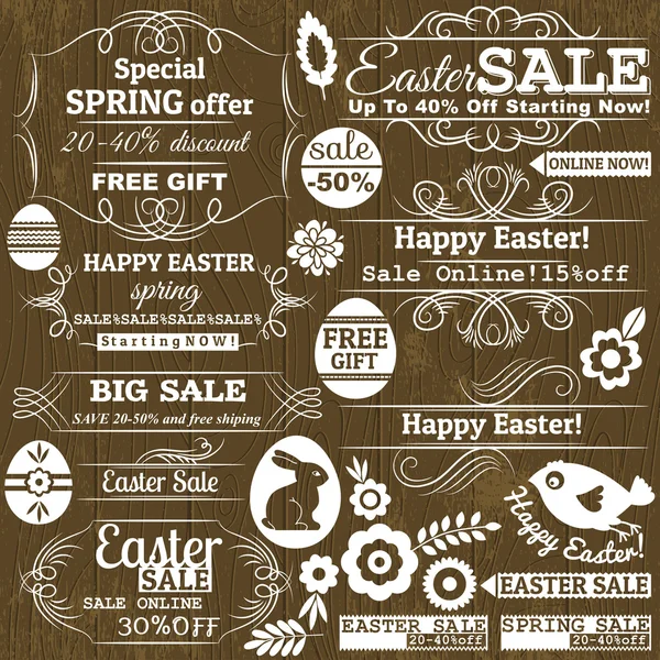 Set of easter sale offer labels and banners, vector — Stock Vector