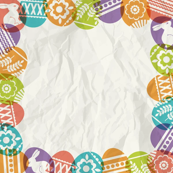 Fondo de papel con marco de huevos de Pascua de color, vector — Vector de stock