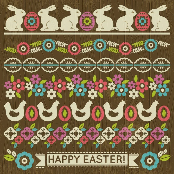 Set of Lace Paper with flower and easter eggs, vector — Stock Vector