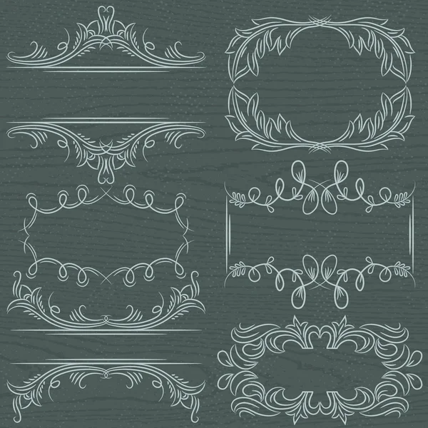 Floral decorative borders, ornamental rules, dividers, vector — Stock Vector