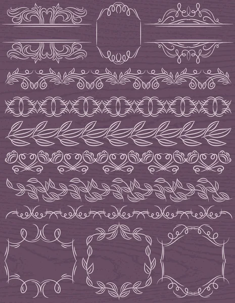 Floral decoratieve randen, decoratieve regels, scheidingslijnen, vector — Stockvector