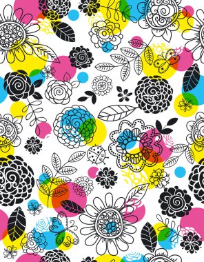 arka plan el çizmek çiçekler, vektör 