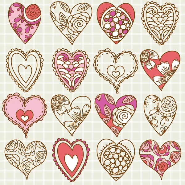 Dibujo a mano valentines corazón, vector — Vector de stock