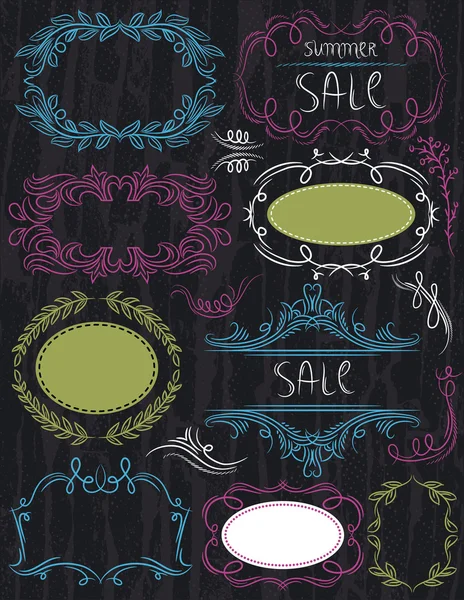 Bordes decorativos florales, reglas ornamentales, divisores, vector — Vector de stock