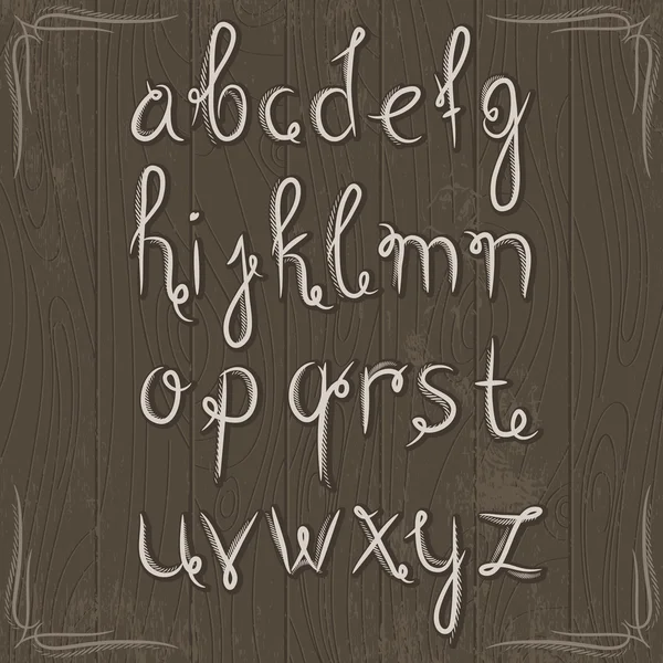 Alphabet sur fond bois, vecteur — Image vectorielle