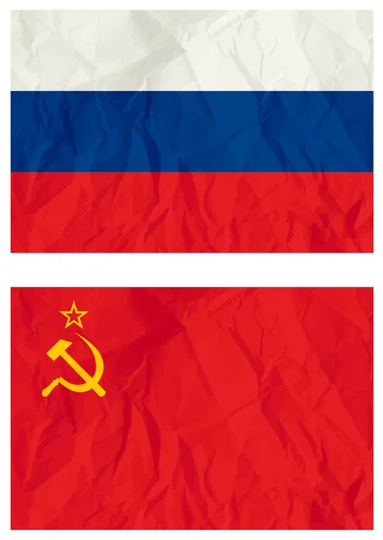 Falg ruso y vieja bandera de la URSS — Vector de stock