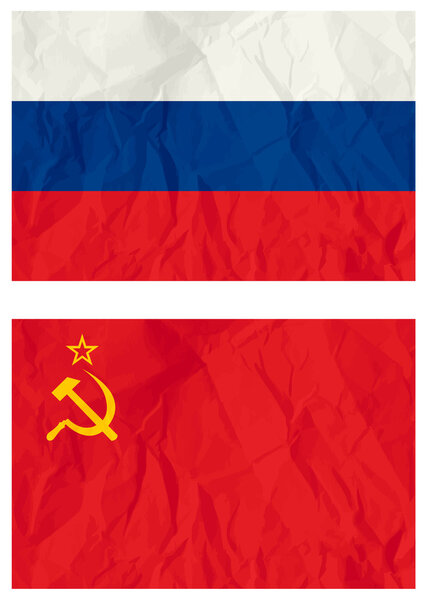 Russian falg and old USSR flag