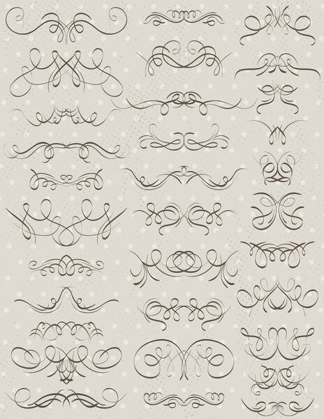 floral decorative borders, ornamental rules, dividers, vector