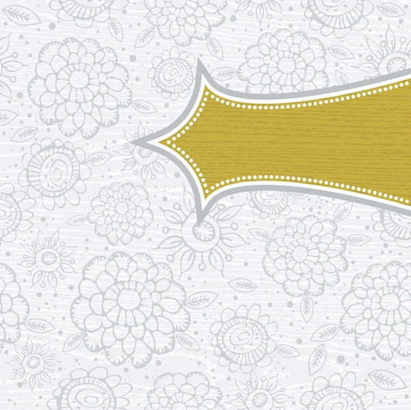 Grunge ξύλινα γκρι φόντο με σχέδιο του χεριού επιστήσω λουλούδια — Διανυσματικό Αρχείο